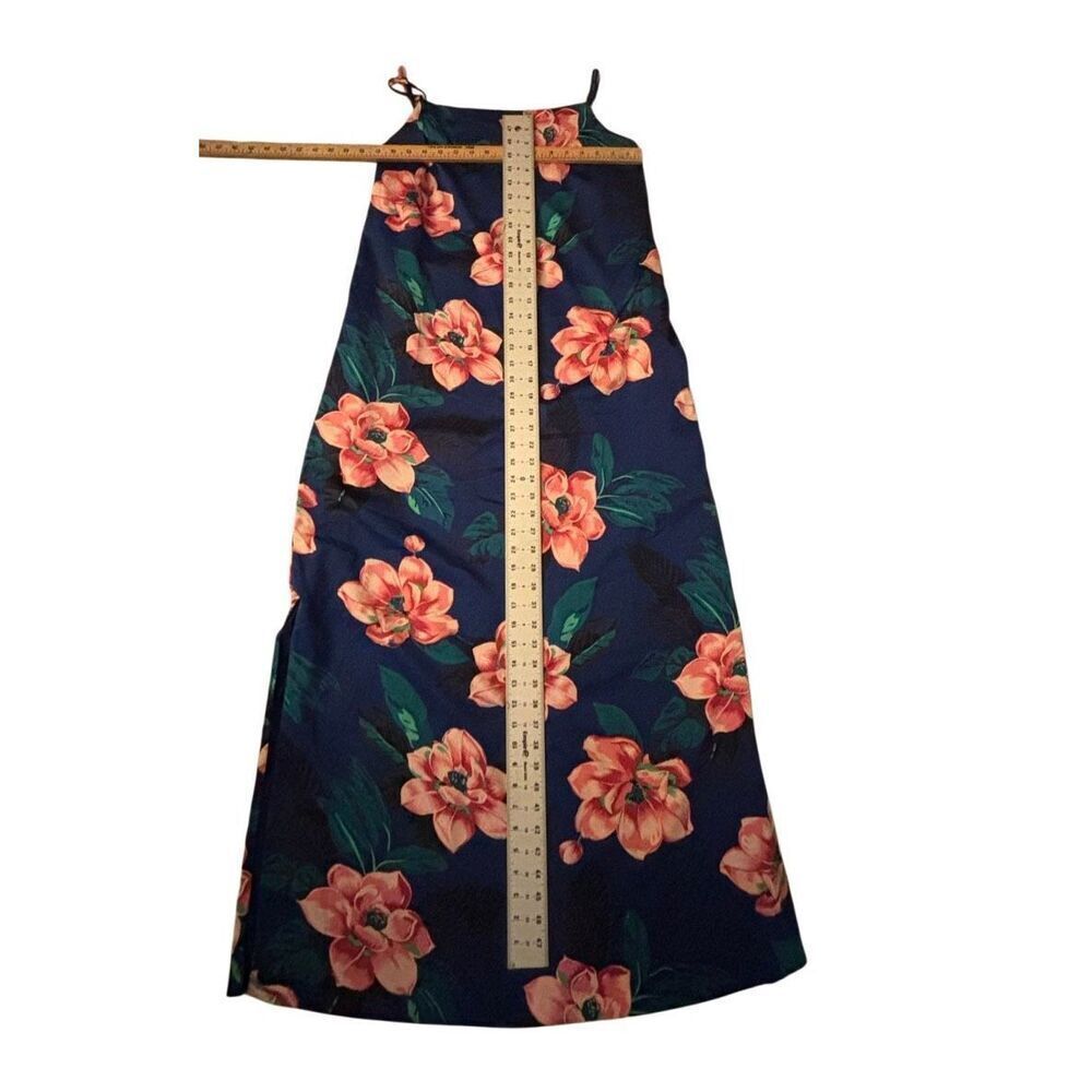 Banana Republic Navy Floral Maxi Dress Spaghetti Strap Size Large - Picture 4 of 11